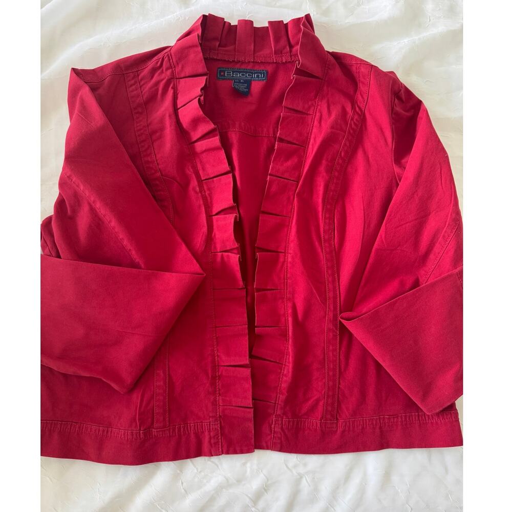 Y2K Baccini Red Ruffle Front Jacket - Size XL - Picture 4 of 7
